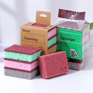 Three-Color Porous Thickened Honeycomb Sponge Block for Bowls and Pots