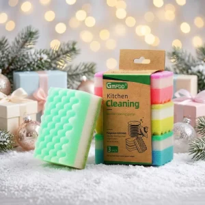 Three Layer Eco Friendly Kitchen Sponge Scrub Pad Scouring Pads High Foam High Water Absorption Dish Washing Factory Supplier