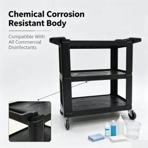 Three-Level Mobile Tool Cart for Workshop Maintenance and Cleaning