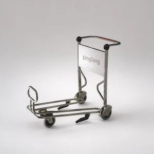 Three Wheel Silent Platform Airport Luggage Trolley Stainless Steel Baggage Cart OEM Tools Factory Price