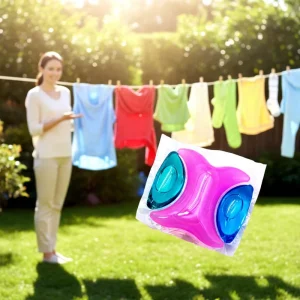 Three in one Eco Friendly Disposable Laundry Detergent Pods with Floral Scent and Fragrance Enhancer
