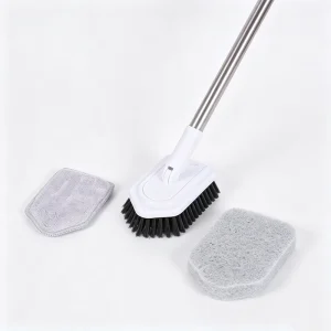 Tile and Tub Scrubber Brush with Long Handle Microfiber Head for Shower and Outdoor Cleaning