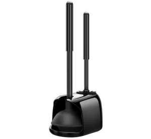 Toilet Brush Plunger Set Heavy Duty Eco-Friendly Matt Black Freestanding Holder