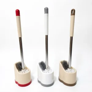 Toilet Brush Set with Stainless Steel Long Handle and Drip-Drain Base