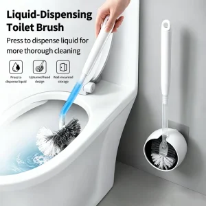 Toilet Brush and Holder Set with Cleaner Dispenser Reusable Bathroom Cleaning Supplies