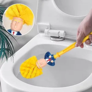 Toilet Brush with 360° Cleaning, Quick-Drain Base, and Yellow Bristles