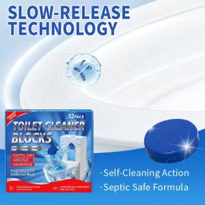 Toilet Cleaning Tablets Lemon Scent Long-Lasting Stain Eliminator Deodorizer 12 Pack