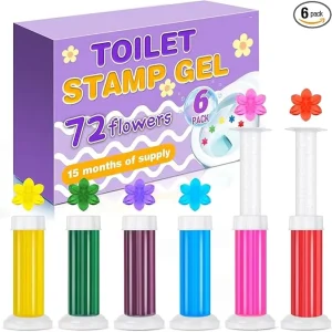 Toilet Gel Stamp 6 Kinds of Scent Toilet Bowl Cleaner Gel Long Lasting Flowers Shaped Bathroom Freshener Keeps Fresh Fragrant