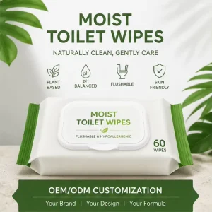 Toilet Wet Wipes with Aloe Vera Dermatologically Tested Unscented Plant-Based Family Bathroom Use Customizable