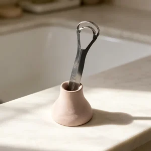 Tongue Cleaner Storage Base Diatomite Tongue Scraper Holder Fast-Draining Quick-Dry Rack for Bathroom Vanity