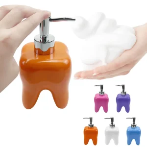 Tooth shaped Plastic Hand Sanitizer Bottle Air press Shampoo Liquid Soap Dispenser with 5 Colors for Body Bathroom Decoration