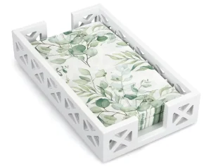 Towel Holder Tray Guest Towel Napkins Holder for Bathroom Wood Tissue Caddy Flat Paper Napkin Tray
