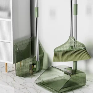 Transparent 2-in-1 Handheld Broom and Dustpan Set with Soft Non-Stick Hair Design
