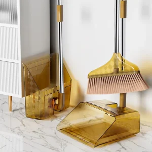 Transparent 2 in 1 Non-Stick Soft Hair Handheld Broom and Dustpan for Bathroom and Home