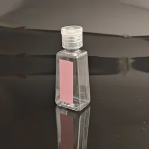 Transparent 30ml 60ml Hand Sanitizer Gel Lotion Plastic PET Trapezoid Bottle with Flip Top Cap
