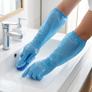 Transparent 60cm Food-Grade Disposable CPE Gloves, Waterproof, Heat-Resistant, Flexible, Medium Thickness