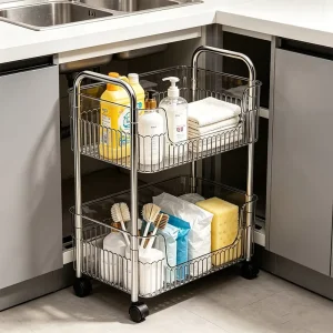 Transparent Plastic Kitchen Trolley Multi Layer Rolling Storage Cart for Home Kitchen Organization