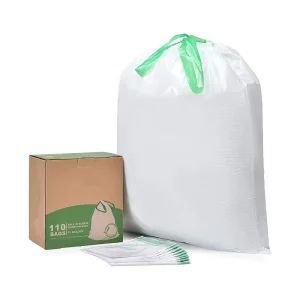 Transparent Trash Bags 13 Gallon Tall Kitchen Drawstring Bags White HDPE Small Garbage Bags Wastebasket