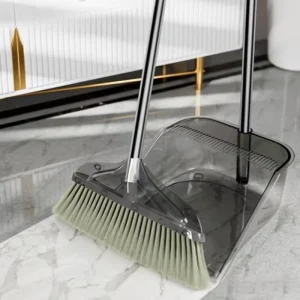 Transparent Two-Piece Soft-Bristled Plastic Durable Lightweight Portable Easy Cleaning Flagged Bristle Broom Dustpan Set for
