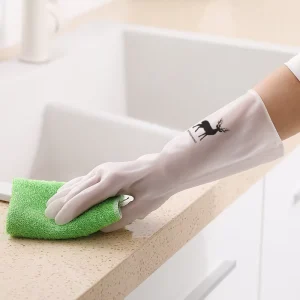 Transparent White Thin Rubber Cleaning Gloves Waterproof Non-Slip for Dishwashing and Laundry
