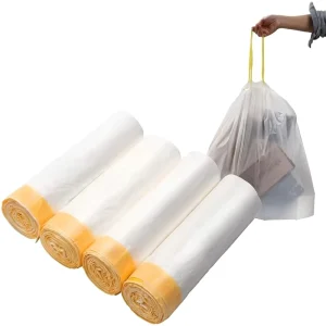 Trash Bags 20L Heat Seal PE with Drawstring Thickening for Home Office 45x50cm