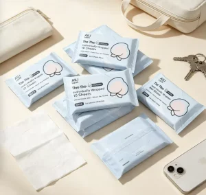 Travel Flushable Wet Wipes Pocket Size Dispersible Tissue Individually Wrapped & Septic Safe for On the Go Personal Hygiene