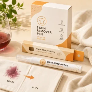 Travel Stain Remover Pen for Clothes Compact Fabric Spot Cleaner for Coffee Oil Sauce Makeup Laundry Emergency Use