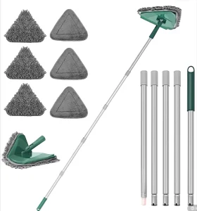 Triangle Chenille Mop with 360-Degree Spin-Dry Function for Wet and Dry Cleaning of Walls, Floors, and Ceilings