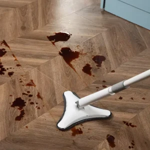 Triangle No-Hand-Wash Mop, 360° Swivel Head, Replaceable Microfiber Pad for Under-Furniture Cleaning