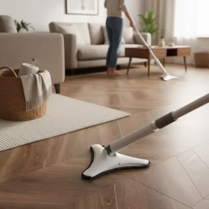 Triangle No-Hand-Wash Mop, 360° Swivel Head, Wet and Dry Cleaning, Replaceable Microfiber Pad