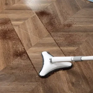 Triangle No-Hand-Wash Mop with 360° Swivel Head, Replaceable Microfiber Pad for Bathroom
