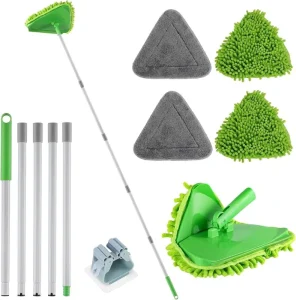 Triangle Rotating Mop with Detachable Spliced Iron Handle and Microfiber Chenille Head