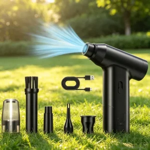 Turbo Compressed Air Duster and Portable Mini Fan for Dusting, Cooling and Pet Hair Drying
