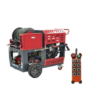 Twin-Cylinder Diesel Engine Stainless Steel Pipe Jetting Sewer Unblocking Machine Remote Control 200 Bar High Pressure