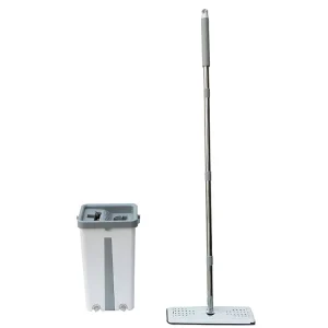 Two Tank Water Separation Design Telescopic Steel Rod Replaceable Mop Cloths Self Wringer Pedal Operated 2 Mop Heads Indoor Mop