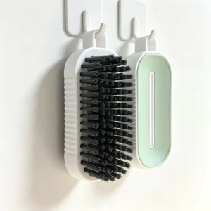Two Tone Hard Bristle Plastic Handle Shoe & Laundry Scrub Brush for Multi Purpose Stain Cleaning