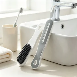Two tone Non slip Outdoor Plastic Handle Laundry Scrub Brush Hard Bristle Handheld Shoe Clothes Cleaning Brush