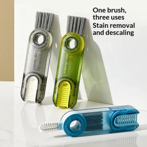 U-Shape Cup, Baby Bottle, and Thermos Cleaning Brush, Three-in-One, Rotatable Plastic Design