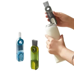 U-Shape Cup, Baby Bottle, and Thermos Cleaning Brush, Three-in-One, Rotatable Plastic Design
