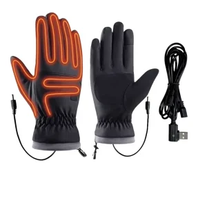 USB Heated Winter Gloves, Windproof, Waterproof, Non-Slip, Five-Finger, Touchscreen-Compatible