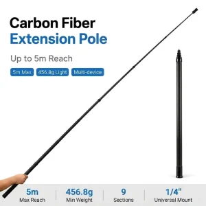 Ultra Lightweight 5 Meter 16 Feet 9 Sections Portable High Stiffness Custom Professional 3K Carbon Fiber Stainless Steel
