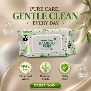 Ultra-Soft Bamboo Baby Wet Wipes Hypoallergenic Natural Biodegradable for Newborn Sensitive Skin