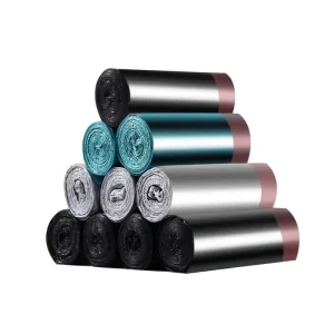 Ultra Strong Black Side Gusset Gravure Printed Waterproof PE Garbage Bag with Drawstring and Ties for Household Use