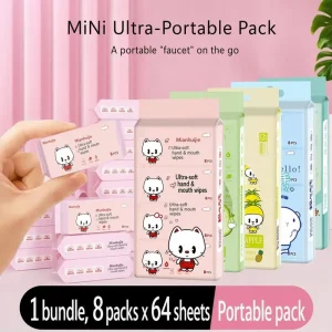 Ultra-miniature wet wipes for portability Small package for extracting and cleaning hands and mouth with wet paper