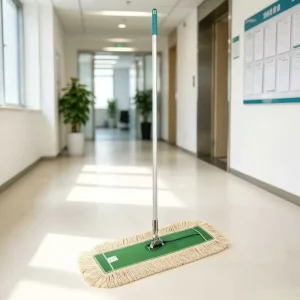Unbleached Natural White Cotton Yarn Dust Mop CE Certified Aluminum Handle for Hospital School Mall Floor Cleaning