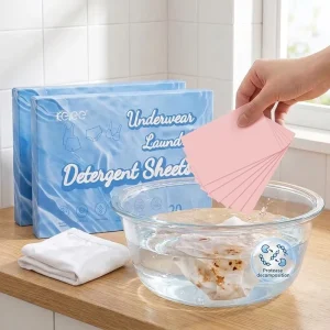 Underwear Laundry Detergent Sheets with Enzyme Stain Removal Plant-Based Eco-Friendly for Sensitive Skin
