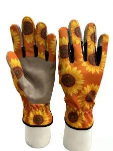 Unisex Half Finger Work Gloves Floral Print Gardening Gloves with Reinforced Fingers for Cycling Sports and Outdoor Use