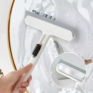 Universal 2-in-1 Glass Scraper Squeegee Replaceable Blade & Rubber Strip for Windows, Shower Doors & Home Glass Cleaning