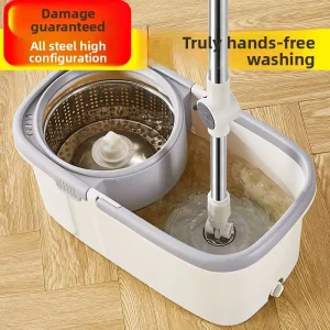 Universal Telescopic Stainless Steel Mop Bucket Plastic Basket Set Quick-Drying Water Absorption Wet Dry Flat Mop