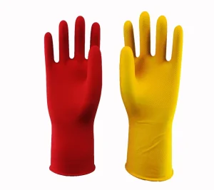 Unlined Latex Kitchen Cleaning Gloves, Diamond Grip, Thin, 30 cm